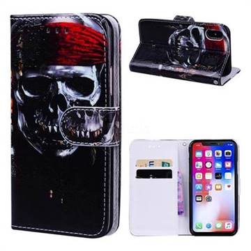 Skull Head 3D Relief Oil PU Leather Wallet Case for iPhone XS / X / 10 (5.8 inch)