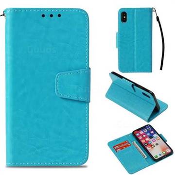 Retro Phantom Smooth PU Leather Wallet Holster Case for iPhone XS / X / 10 (5.8 inch) - Sky Blue