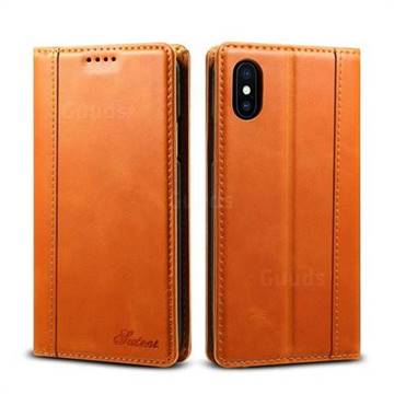 Suteni Luxury Classic Genuine Leather Phone Case for iPhone XS / X / 10 (5.8 inch) - Khaki