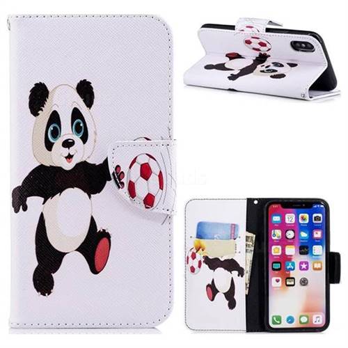 Football Panda Leather Wallet Case for iPhone XS / X / 10 (5.8 inch)