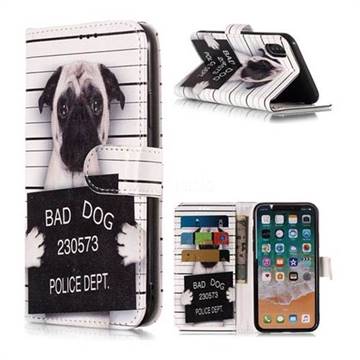 Bad Dog Police Dept PU Leather Wallet Phone Case for iPhone XS / X / 10 (5.8 inch)