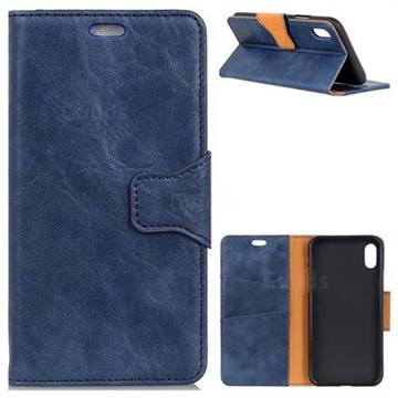 MURREN Luxury Crazy Horse PU Leather Wallet Phone Case for iPhone XS / X / 10 (5.8 inch) - Blue
