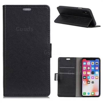 MURREN Iron Buckle Crazy Horse Leather Wallet Phone Cover for iPhone XS / X / 10 (5.8 inch) - Black