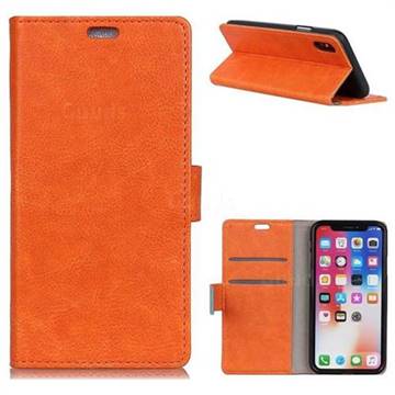 MURREN Iron Buckle Crazy Horse Leather Wallet Phone Cover for iPhone XS / X / 10 (5.8 inch) - Orange