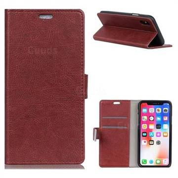 MURREN Iron Buckle Crazy Horse Leather Wallet Phone Cover for iPhone XS / X / 10 (5.8 inch) - Brown