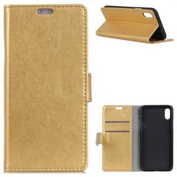 MURREN Napa Pattern Leather Wallet Phone Case for iPhone XS / X / 10 (5.8 inch) - Golden