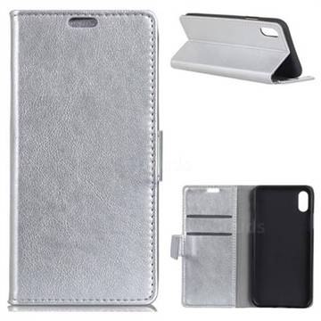 MURREN Napa Pattern Leather Wallet Phone Case for iPhone XS / X / 10 (5.8 inch) - Silver