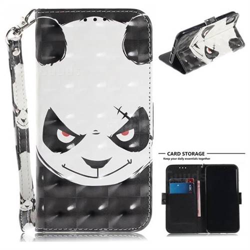 Angry Bear 3D Painted Leather Wallet Phone Case for iPhone XS / X / 10 (5.8 inch)