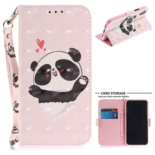 Heart Cat 3D Painted Leather Wallet Phone Case for iPhone XS / X / 10 (5.8 inch)
