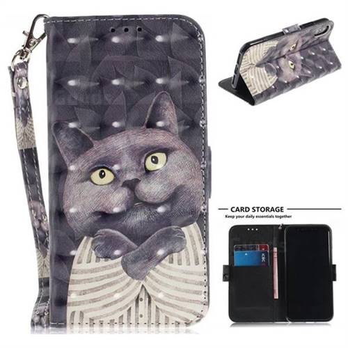Cat Embrace 3D Painted Leather Wallet Phone Case for iPhone XS / X / 10 (5.8 inch)
