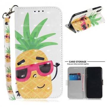 Pineapple Glasses 3D Painted Leather Wallet Phone Case for iPhone XS / X / 10 (5.8 inch)