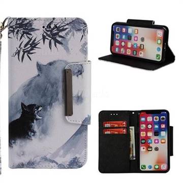 Target Tiger Big Metal Buckle PU Leather Wallet Phone Case for iPhone XS / X / 10 (5.8 inch)