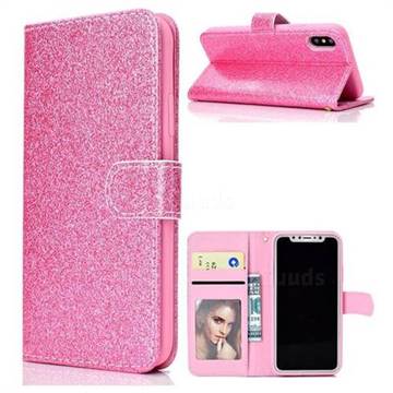 Glitter Shine Leather Wallet Phone Case for iPhone XS / X / 10 (5.8 inch) - Pink