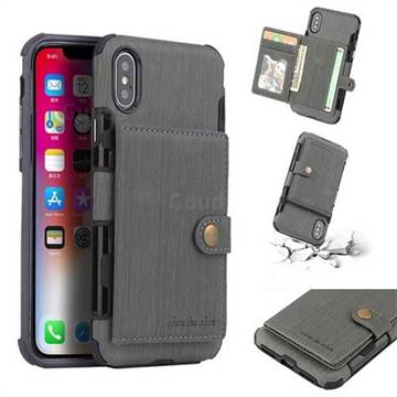 Brush Multi-function Leather Phone Case for iPhone XS / X / 10 (5.8 inch) - Gray
