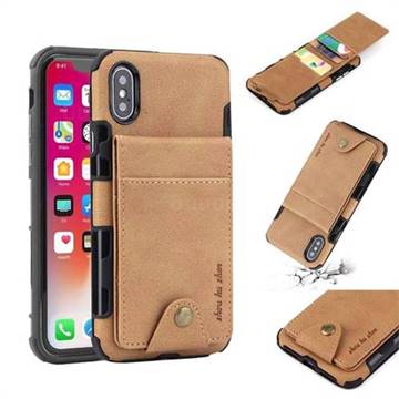 Woven Pattern Multi-function Leather Phone Case for iPhone XS / X / 10 (5.8 inch) - Golden