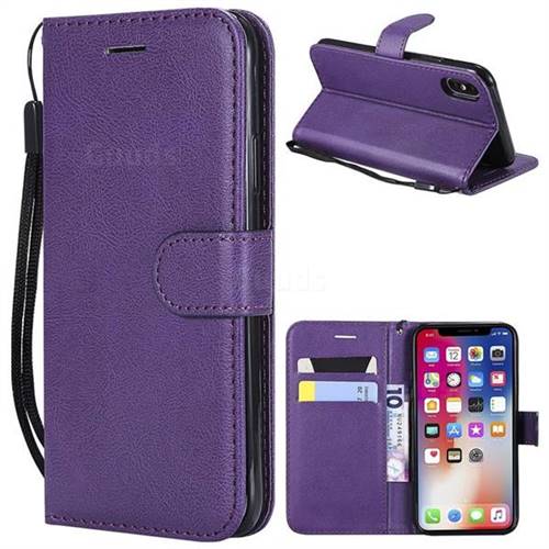 Retro Greek Classic Smooth PU Leather Wallet Phone Case for iPhone XS / X / 10 (5.8 inch) - Purple