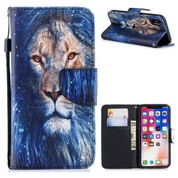 Lion PU Leather Wallet Phone Case for iPhone XS / iPhone X(5.8 inch)