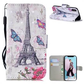 Paris Tower 3D Painted Leather Wallet Phone Case for iPhone XS / iPhone X(5.8 inch)