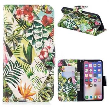 Banana Leaf 3D Painted Leather Wallet Phone Case for iPhone XS / iPhone X(5.8 inch)