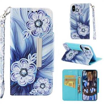 Button Flower Big Metal Buckle PU Leather Wallet Phone Case for iPhone XS / iPhone X(5.8 inch)