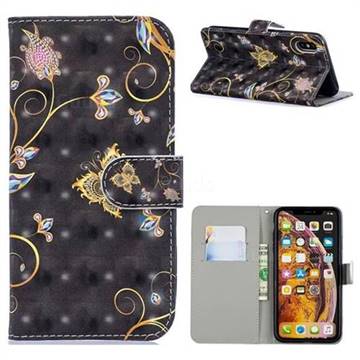 Black Butterfly 3D Painted Leather Phone Wallet Case for iPhone XS / iPhone X(5.8 inch)