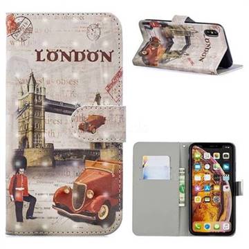 Retro London 3D Painted Leather Phone Wallet Case for iPhone XS / iPhone X(5.8 inch)