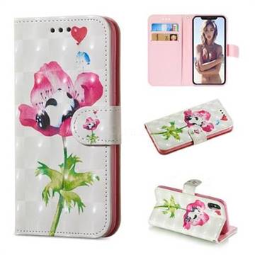 Flower Panda 3D Painted Leather Wallet Phone Case for iPhone XS / iPhone X(5.8 inch)