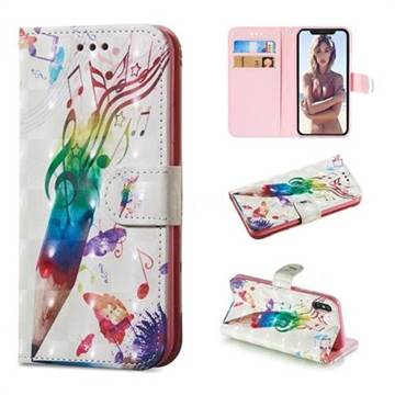 Music Pen 3D Painted Leather Wallet Phone Case for iPhone XS / iPhone X(5.8 inch)