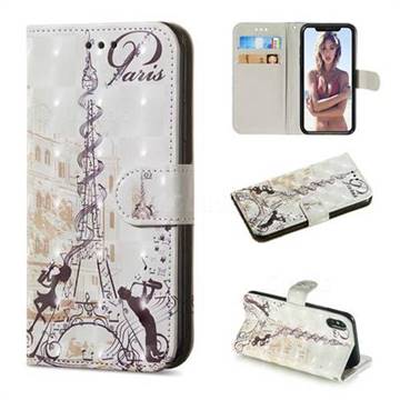 Tower Couple 3D Painted Leather Wallet Phone Case for iPhone XS / iPhone X(5.8 inch)