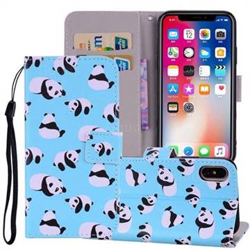 Panda PU Leather Wallet Phone Case Cover for iPhone XS / iPhone X(5.8 inch)