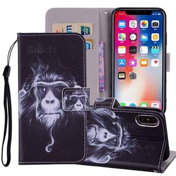 Chimpanzee PU Leather Wallet Phone Case Cover for iPhone XS / iPhone X(5.8 inch)