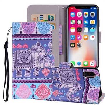 Totem Elephant PU Leather Wallet Phone Case Cover for iPhone XS / iPhone X(5.8 inch)