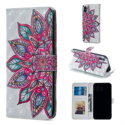 Mandara Flower 3D Painted Leather Phone Wallet Case for iPhone XS / iPhone X(5.8 inch)