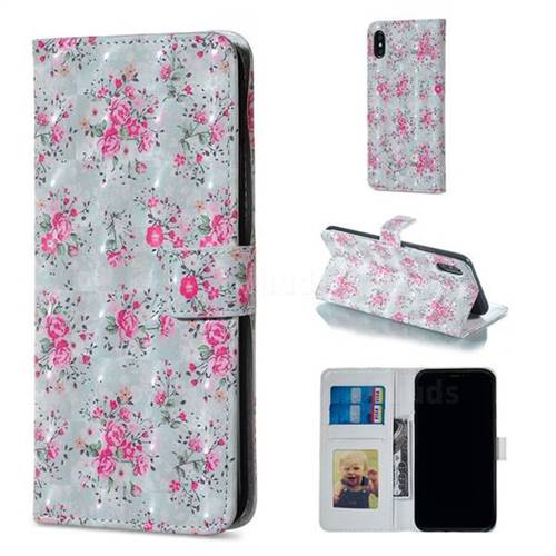 Roses Flower 3D Painted Leather Phone Wallet Case for iPhone XS / iPhone X(5.8 inch)