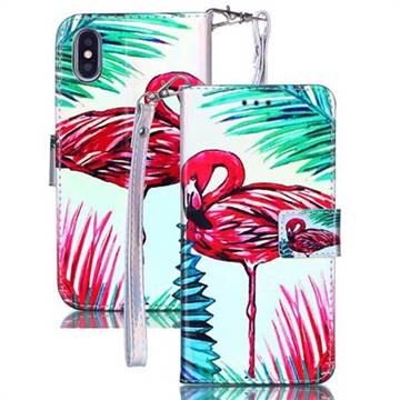Flamingo Blue Ray Light PU Leather Wallet Case for iPhone XS / iPhone X(5.8 inch)