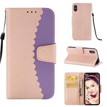 Lace Stitching Mobile Phone Case for iPhone XS / iPhone X(5.8 inch) - Purple