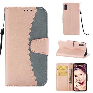 Lace Stitching Mobile Phone Case for iPhone XS / iPhone X(5.8 inch) - Dark Blue