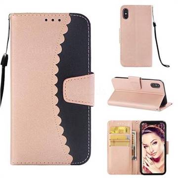 Lace Stitching Mobile Phone Case for iPhone XS / iPhone X(5.8 inch) - Black