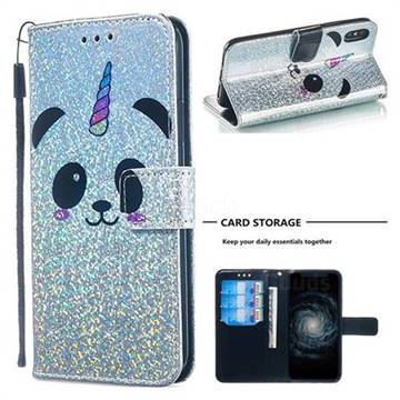 Panda Unicorn Sequins Painted Leather Wallet Case for iPhone XS / iPhone X(5.8 inch)