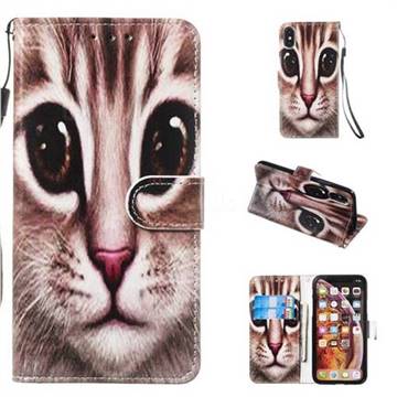 Coffe Cat Smooth Leather Phone Wallet Case for iPhone XS / iPhone X(5.8 inch)