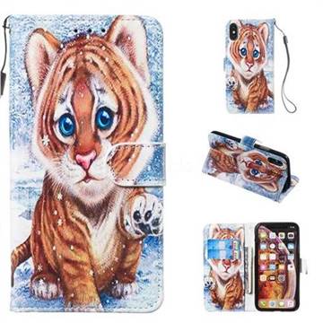 Baby Tiger Smooth Leather Phone Wallet Case for iPhone XS / iPhone X(5.8 inch)