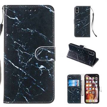 Black Marble Smooth Leather Phone Wallet Case for iPhone XS / iPhone X(5.8 inch)