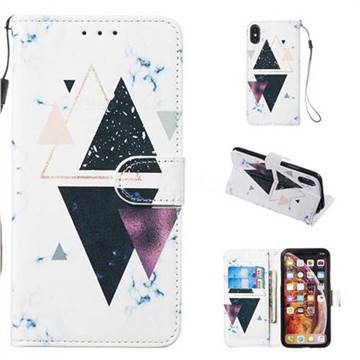 Triangle Marble Smooth Leather Phone Wallet Case for iPhone XS / iPhone X(5.8 inch)