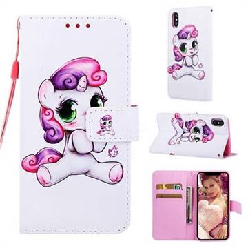 Playful Pony Matte Leather Wallet Phone Case for iPhone XS / iPhone X(5.8 inch)