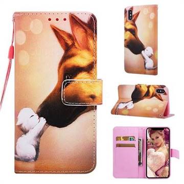 Hound Kiss Matte Leather Wallet Phone Case for iPhone XS / iPhone X(5.8 inch)