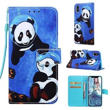 Undersea Panda Matte Leather Wallet Phone Case for iPhone XS / iPhone X(5.8 inch)
