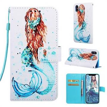 Mermaid Matte Leather Wallet Phone Case for iPhone XS / iPhone X(5.8 inch)