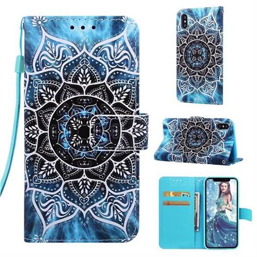 Underwater Mandala Matte Leather Wallet Phone Case for iPhone XS / iPhone X(5.8 inch)