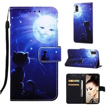 Cat and Moon Matte Leather Wallet Phone Case for iPhone XS / iPhone X(5.8 inch)