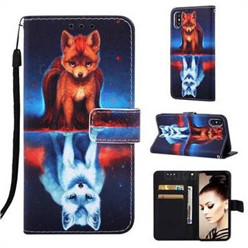Water Fox Matte Leather Wallet Phone Case for iPhone XS / iPhone X(5.8 inch)